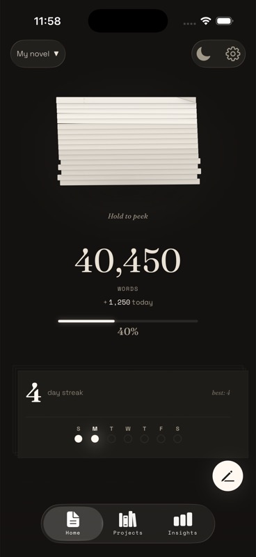 The Margin home screen